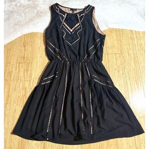 Anthropologie Greylin Black Sleeveless Fit Flare Beaded, Sequin Dress Size Small